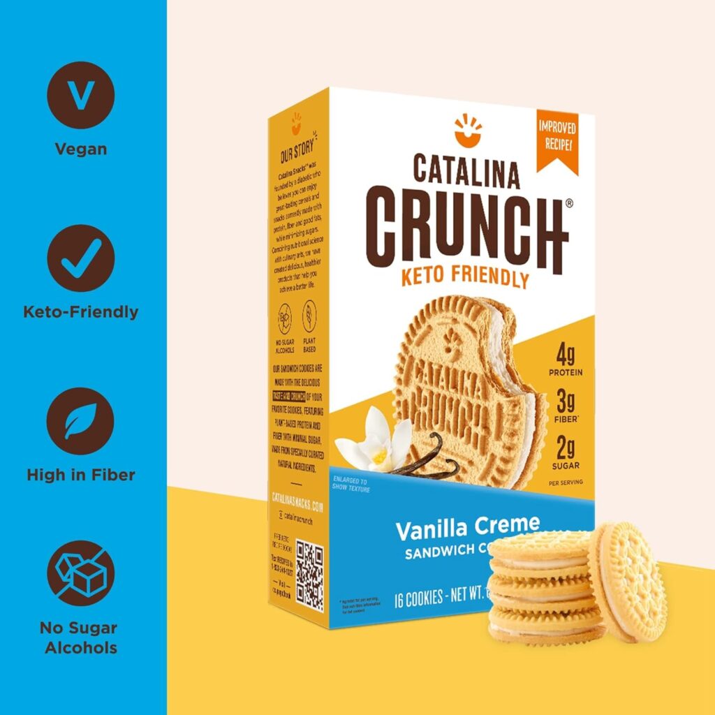 Catalina Crunch Keto Cookies Peanut Butter Flavor - Low Carb, Low-Sugar Snacks - Pack of 4