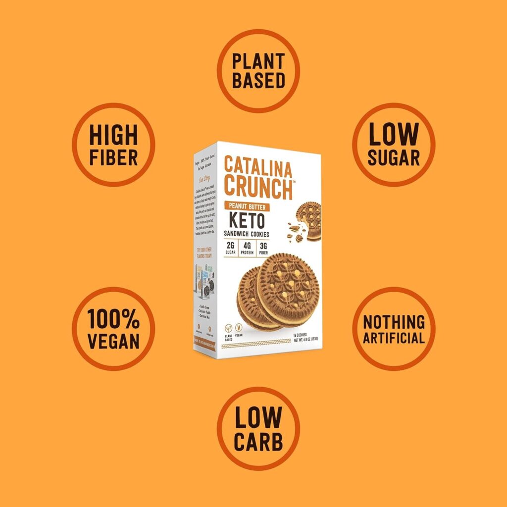 Catalina Crunch Keto Cookies Peanut Butter Flavor - Low Carb, Low-Sugar Snacks - Pack of 4