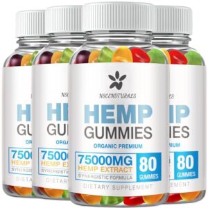 4 Pack Hemp Gummies - Advanced Natural Hemp Oil Infused Edible Gummy - Joint & Muscle Relief Support Restful Night Calm Relaxation Focus Low Sugar