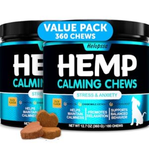 Hemp Calming Chews for Dogs with Anxiety and Stress - 360 Soft Dog Calming Treats - Dog Anxiety Relief - Storms, Barking, Separation - Valerian Root - L-Tryptophan - Hemp Oil - Made in USA