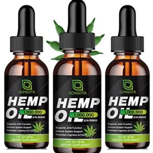 (3-Pack) High Potency Hemp Oil - 1,000,000 Maximum Strength - Helps Relaxation, Stress, Calming, Sleep - Organic Hemp Oil Extract - Vegan, Immunization Support, Non-GMO